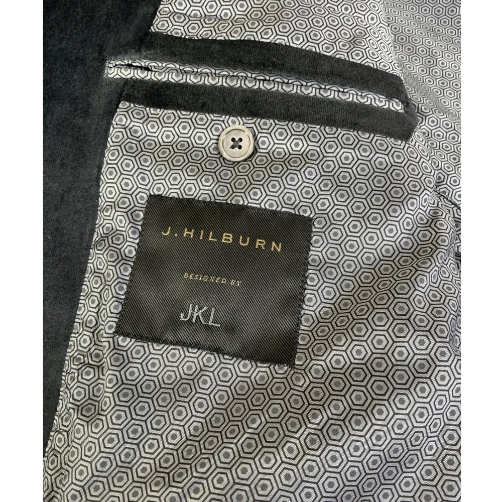J. Hilburn Blazer Mens 45R Dark Gray Velvet Classic Fit Custom Sport Coat J9G-S
